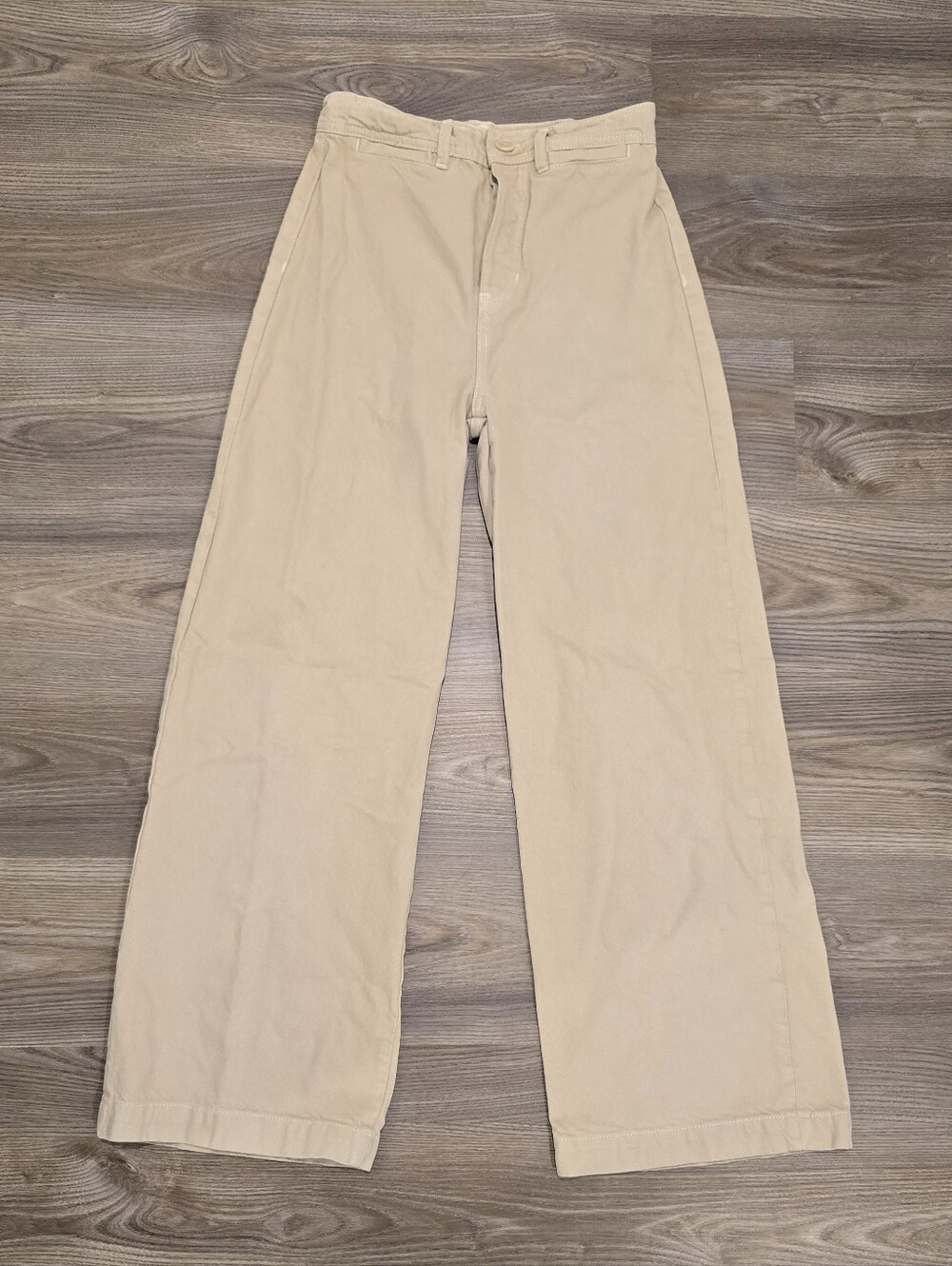 Reformation Jeans Cement Beige Logan Ultra High Rise Wide Leg Jeans